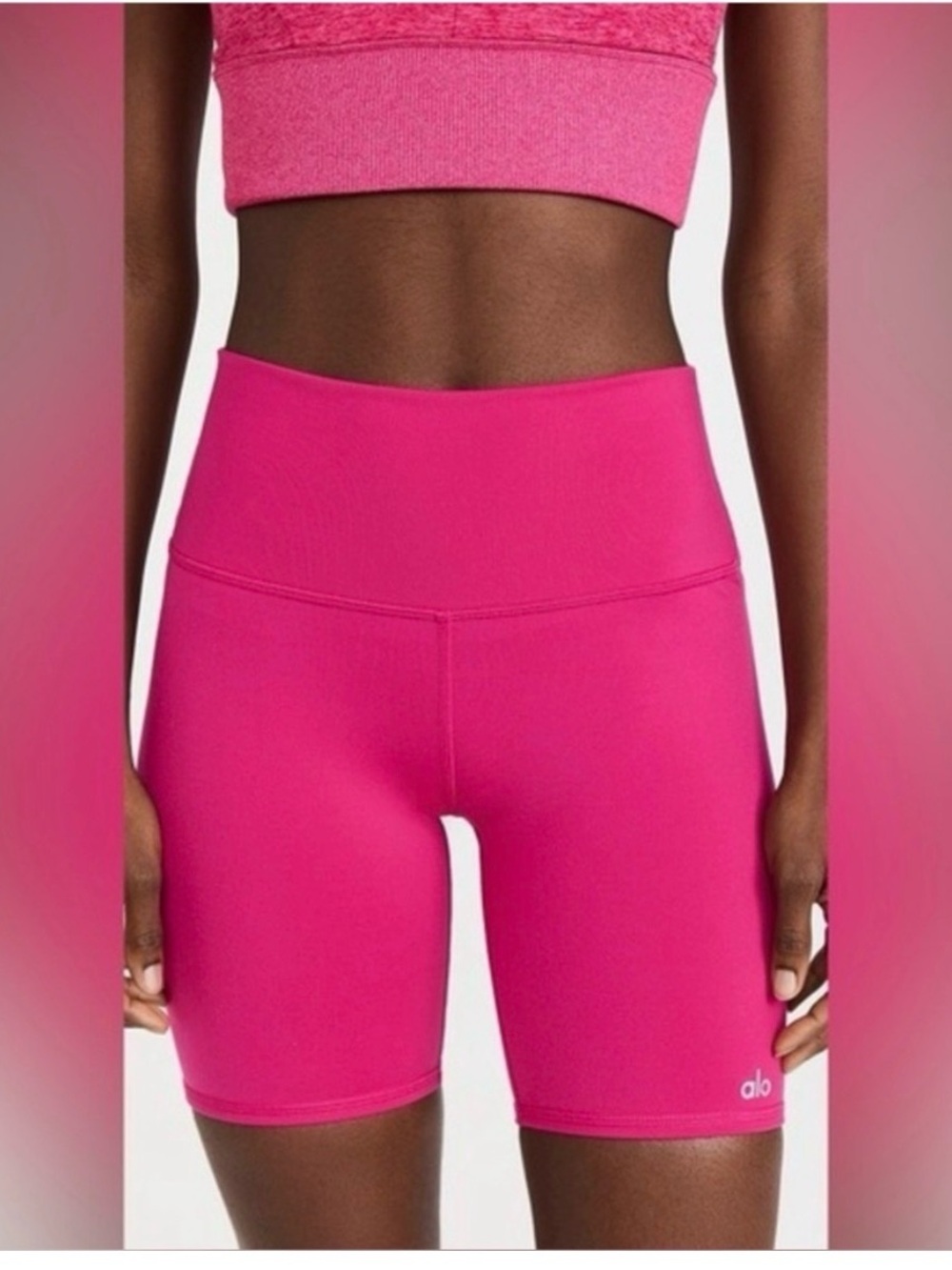ALO Yoga High-Rise Magenta Crush 7”Bike Shorts NWT